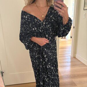 Free People Wallflower Midi Dress Blue Navy XS Boho Floral